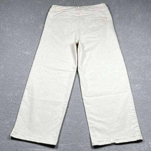 J. Jill Denim Jeans Womens Size 10 Cream High-Rise Full-Leg Crop Pants Pockets - Picture 9 of 14